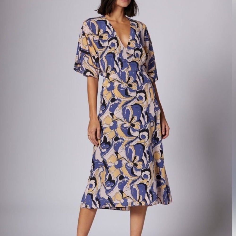 Equipment Silk Rosita Open Back Floral Midi Dress